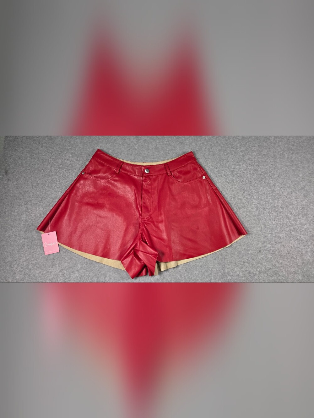 Buddy Love Red Faux Leather Flared Shorts Size Large